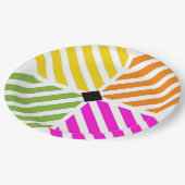 斜めのレインボーストライプパーティー ペーパープレート (アングル)