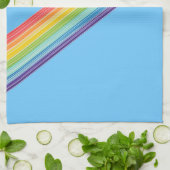 斜めのレインボーストライプル キッチンタオル (折り畳み)