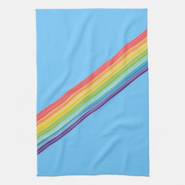 斜めのレインボーストライプル キッチンタオル