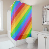 斜めのレインボープライドシャワーカーテン:はっきりしたストライプ シャワーカーテン (インサイチュ)