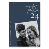 斜めの写真魔法モダン：ネイビーテーブル番号 テーブルナンバー (正面)