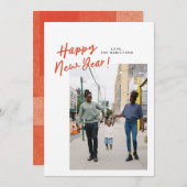 斜めの新年のフラットフォトカードで シーズンカード (正面/裏面)
