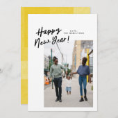 斜めの新年のフラットフォトカードで シーズンカード (正面/裏面)