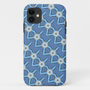斜めの白い花パターン箱 iPhone 11 ケース