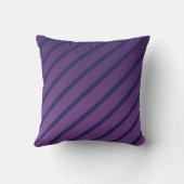 斜めの紫色および深い青い縞 クッション (裏面)