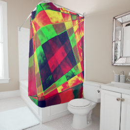 斜めの色の長方形と正方形 シャワーカーテン