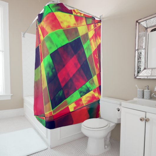 斜めの色の長方形と正方形 シャワーカーテン (インサイチュ)