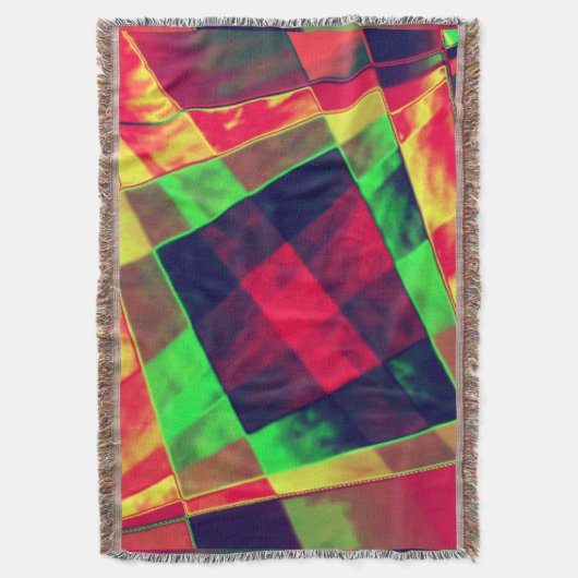 斜めの色の長方形と正方形 スローブランケット (正面縦)
