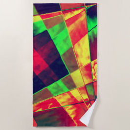 斜めの色の長方形と正方形 ビーチタオル