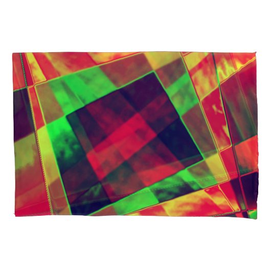 斜めの色の長方形と正方形 枕カバー (正面左)