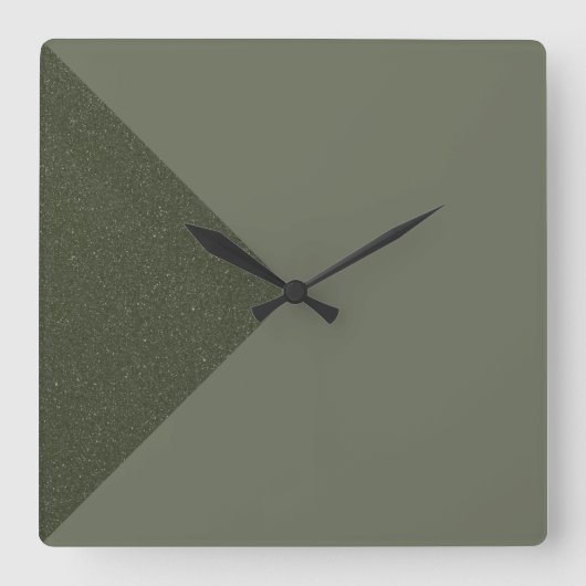 斜めの苔の緑の壁時計 スクエア壁時計 (正面)