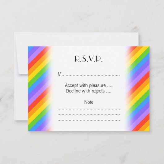 斜めの虹のストライプなパターン 出欠カード (正面)