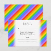 斜めの虹のストライプなパターン 出欠カード (正面/裏面)