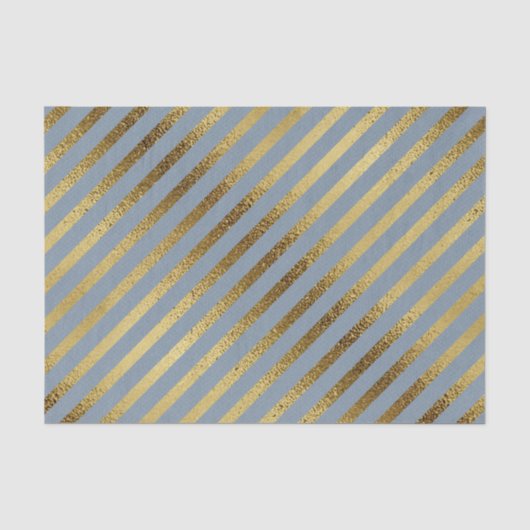 斜めの金のストライプのライトブルー 薄葉紙 (正面)