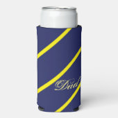 斜めの青と黄色のストライプパパ文字 スリム缶クーラー (Seltzer正面)