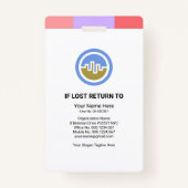 斜めカラフルのストライプナース写真テンプレート バッジ (裏面)