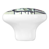 斜めガラスおよび樺の木の金属銀 セラミックノブ (側面)