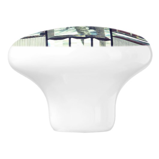 斜めガラスおよび樺の木の金属銀 セラミックノブ (側面)