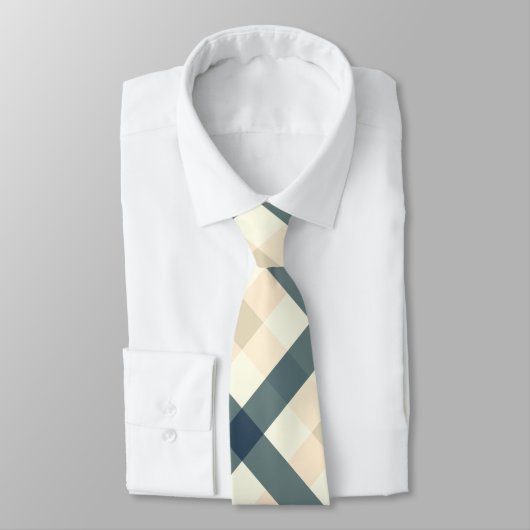 斜めギンガムインクリームと石板グレー ネクタイ (タイ)