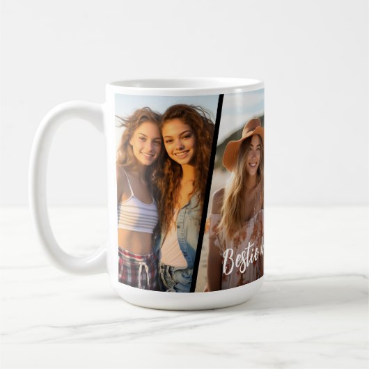 斜めコラージュ – 4枚の写真おもしろい週末 コーヒーマグカップ (左)