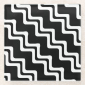 斜めジグザグ二重線パターン ガラスコースター (正面)