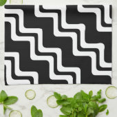 斜めジグザグ二重線パターン キッチンタオル (折り畳み)