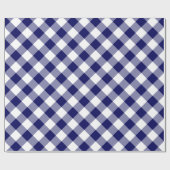 斜めネイビーと白のチェック付きプレイド ラッピングペーパー (フラット)