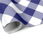 斜めネイビーと白のチェック付きプレイド ラッピングペーパー (ロールコーナー)