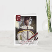 斜めピンストライプのスタイリッシュ卒業写真 カード (正面)