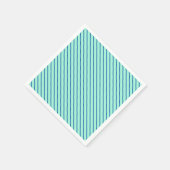 斜めピンストライプ – アクアとネイビー スタンダードカクテルナプキン (角)