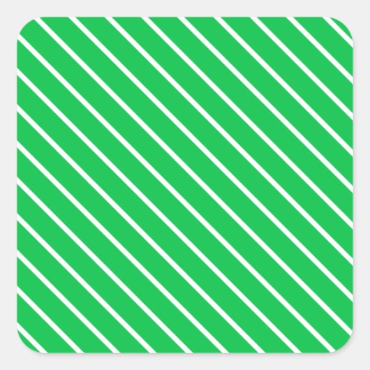 斜めピンストライプ – エメラルドグリーンと白 スクエアシール (正面)
