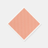 斜めピンストライプ – コーラルオレンジと白 スタンダードカクテルナプキン (角)