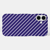 斜めピンストライプ – ネイビーブルーとホワイト Case-Mate iPhoneケース (裏面 (横))