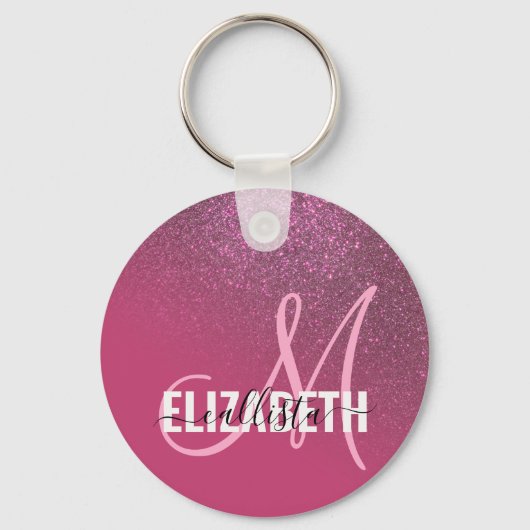 斜めベリーピンクグリッターグラデーシグラデーションョン キーホルダー (正面)