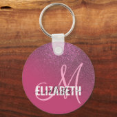 斜めベリーピンクグリッターグラデーシグラデーションョン キーホルダー (正面)