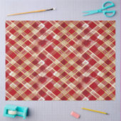 斜めモダンのプラ赤と白イド模様 薄葉紙 (クラフト)