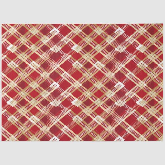 斜めモダンのプラ赤と白イド模様 薄葉紙 (正面)