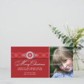 斜めモノグラムストライプのクリスマスフォトカード シーズンカード (スタンド正面)