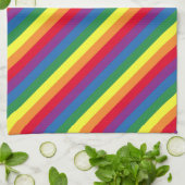 斜めレインボーパターン キッチンタオル (折り畳み)