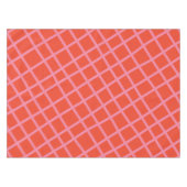 斜め市松模様にの抽象芸術線のパターン（赤） テーブルクロス (正面(横))