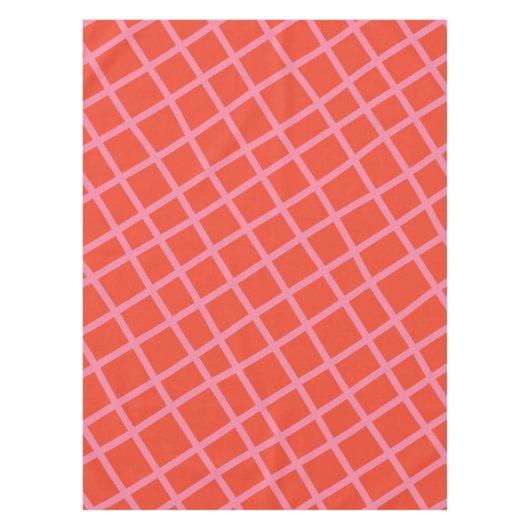 斜め市松模様にの抽象芸術線のパターン（赤） テーブルクロス (正面)