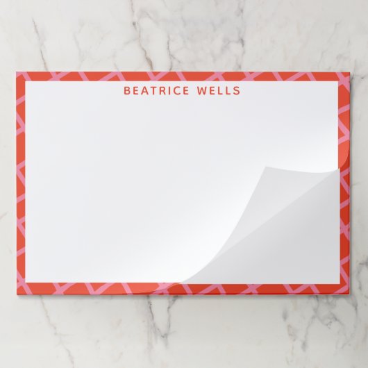 斜め市松模様にの抽象芸術線のパターン（赤） ペーパーパッド (折り畳み)