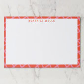 斜め市松模様にの抽象芸術線のパターン（赤） ペーパーパッド (正面)