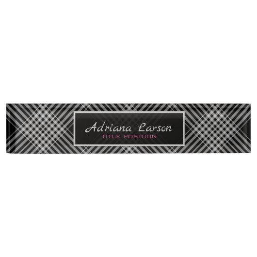 斜め格子縞 デスクネームプレート (正面)