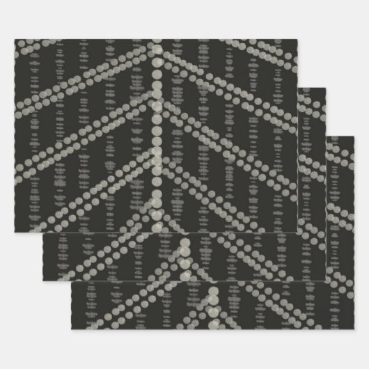 斜め横向き灰色がかった斑点（ドット） ラッピングペーパーシート (セット)