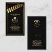 斜め素晴らし金ゴールドフストライプレーム運転手 名刺 (正面/裏面)