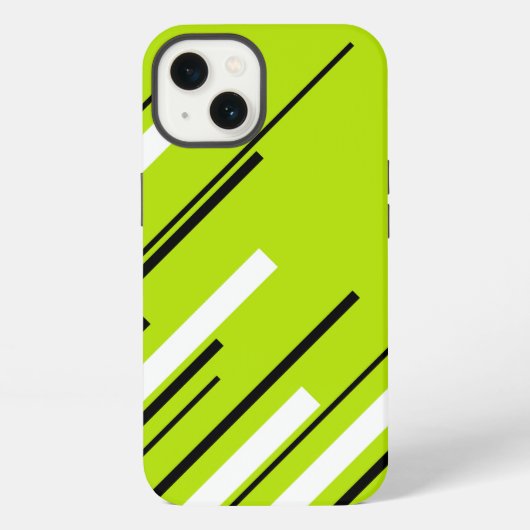斜め線 - ライムグリーン iPhoneケース (裏面)