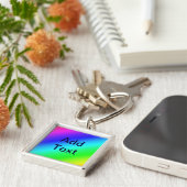 斜め虹のグラデーション青から緑 キーホルダー (側面)