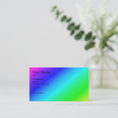 斜め虹のグラデーション青から緑 名刺 (スタンド正面)