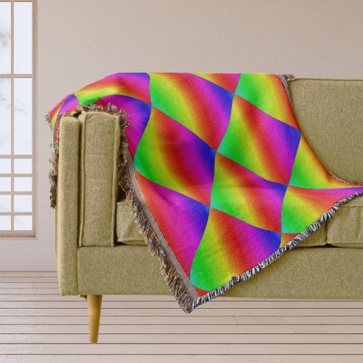 斜め虹色グラデーション赤から緑 スローブランケット